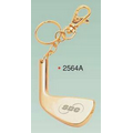 Gold Plated Brass Golf Club Key Ring w/ Clip (Engraved)